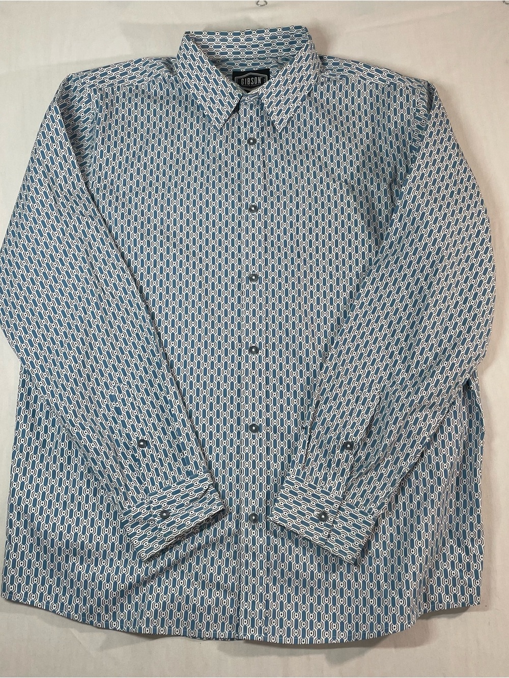 Gibson Blue and White Geometric Men's Button-Down Shirt